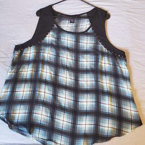 Blue Plaid sleeveless blouse - Torrid